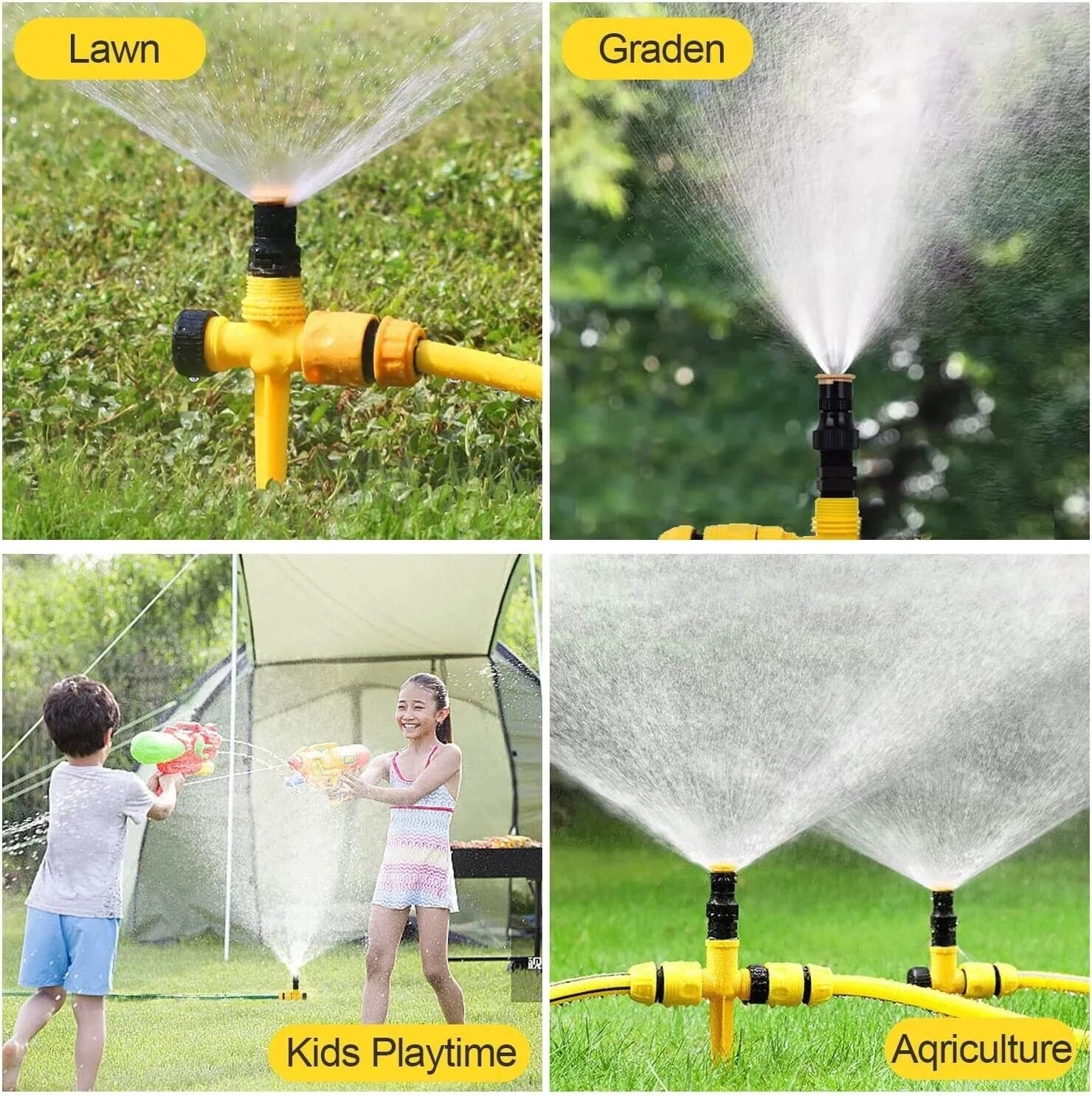 360° Rotation Auto Irrigation System Garden Lawn Sprinkler Patio save Water USA