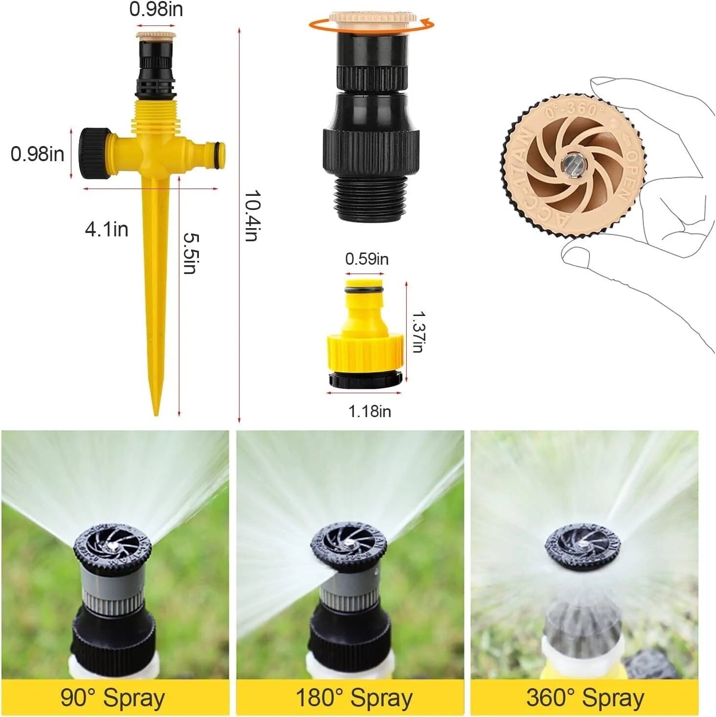 360° Rotation Auto Irrigation System Garden Lawn Sprinkler Patio save Water USA