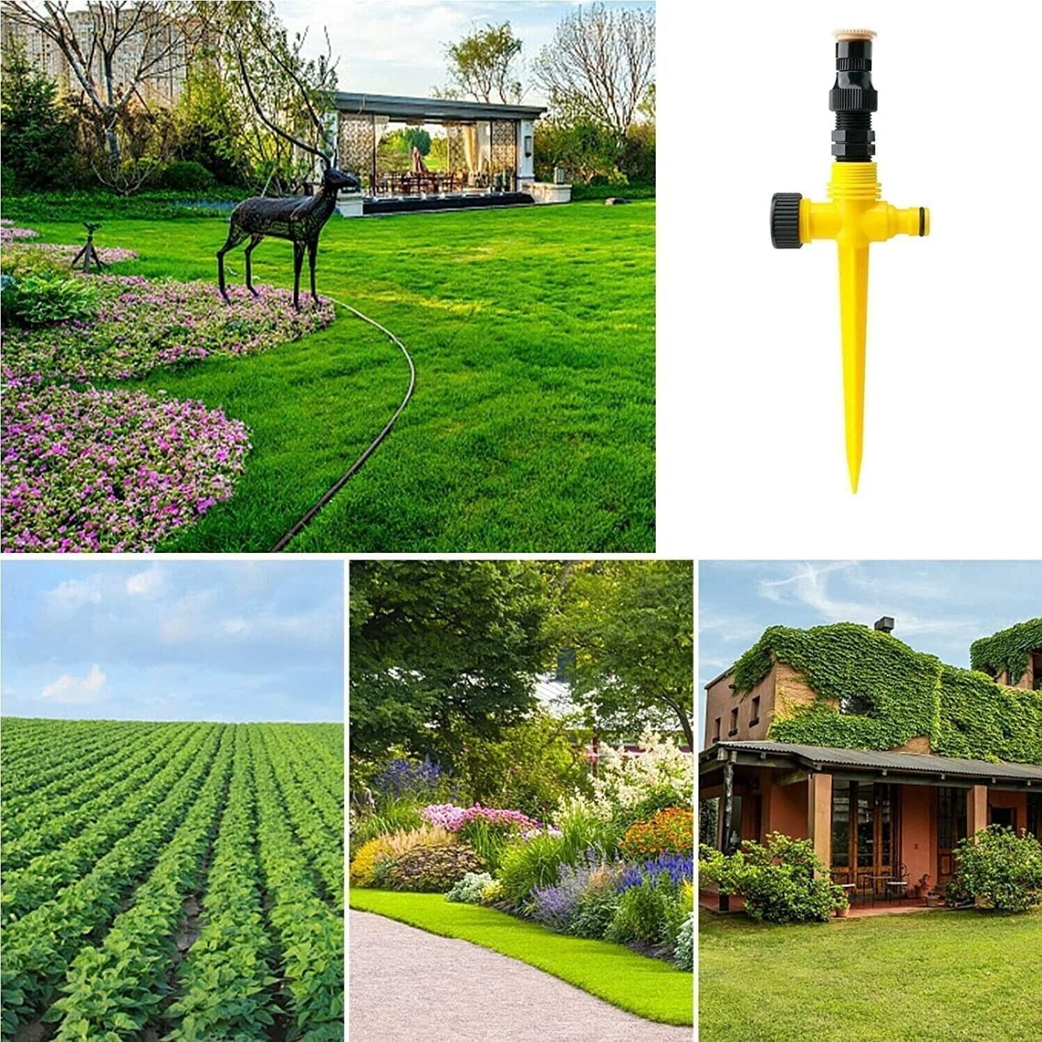 360° Rotation Auto Irrigation System Garden Lawn Sprinkler Patio save Water USA