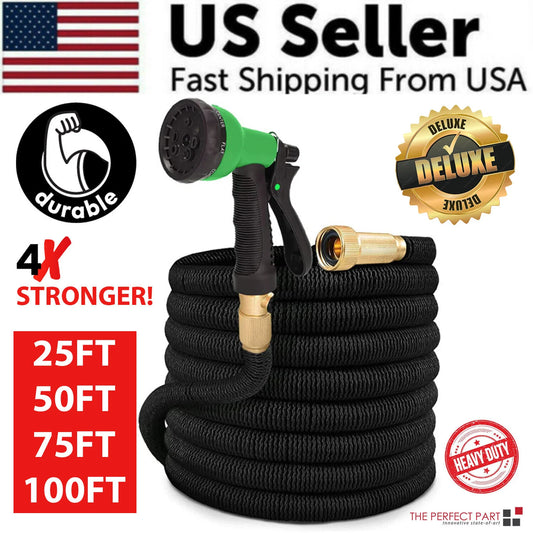 4X Stronger Deluxe Expandable Flexible Garden Hose Water Hose 25, 50, 75, 100FT