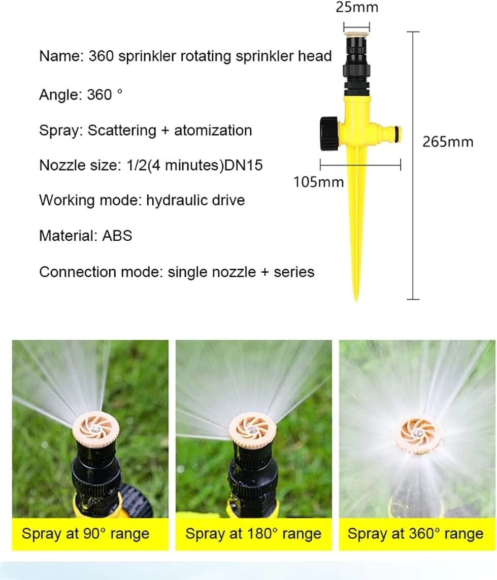 360° Rotation Auto Irrigation System Garden Lawn Sprinkler Patio save Water USA